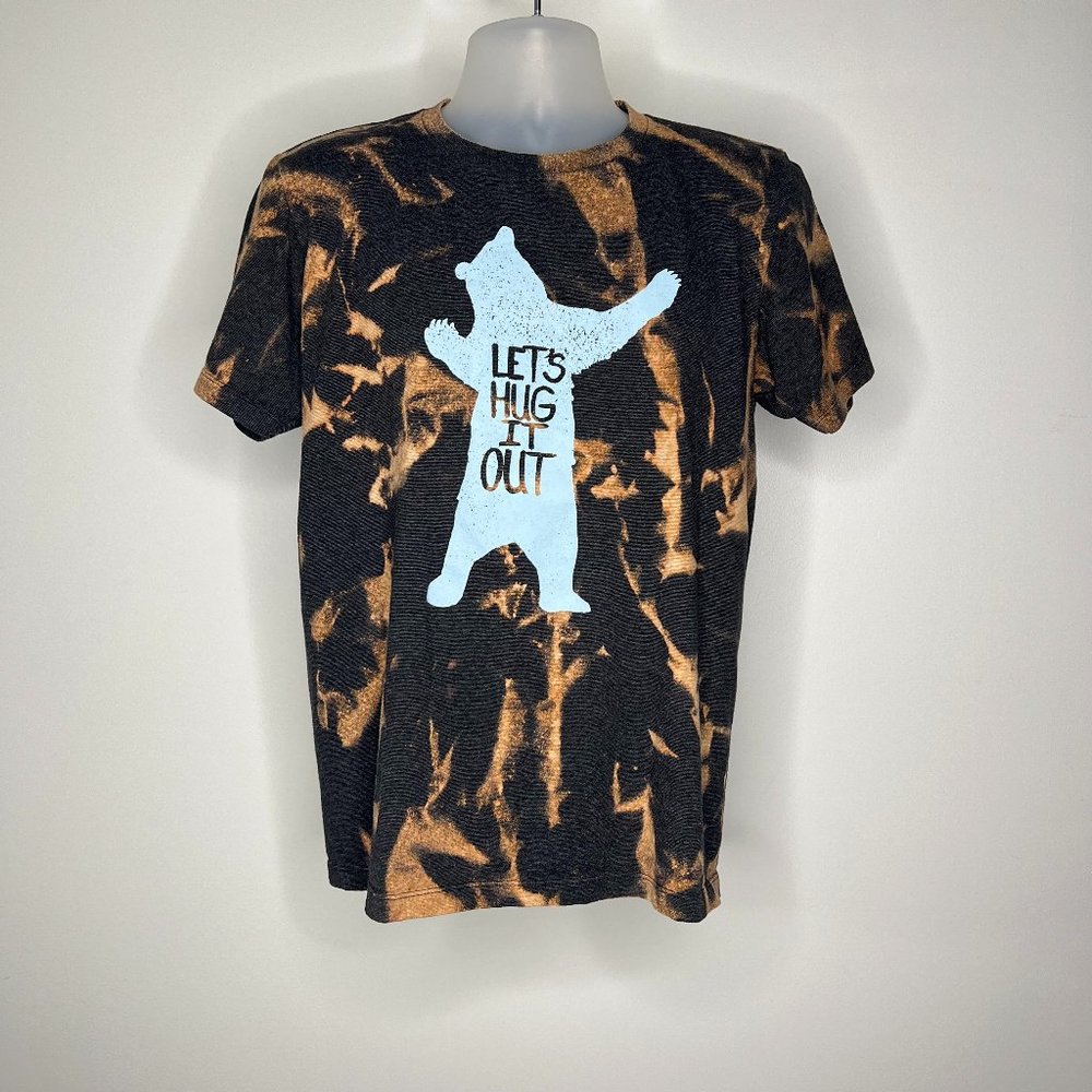 Let's Hug it Out men's acid wash short sleeve grey shirt -